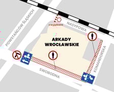 Utrudnienia, zmiana organizacji ruchu na pierwszą część burzenia Arkad Wrocławskich