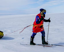 Mateusz Waligóra podczas wyprawy na biegun południowy
