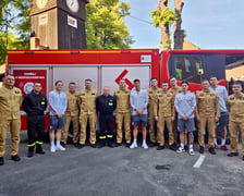 Robert Lewandowski i piłkarze reprezentacji Polski w Jednostce Ratowniczo-Gaśniczej nr 2 we Wrocławiu.