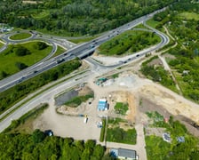 Widok z lotu ptaka na budowę Wschodniej Obwodnicy Wrocławia