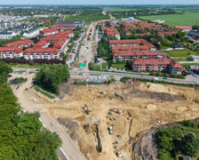 Widok z lotu ptaka na budowę Wschodniej Obwodnicy Wrocławia