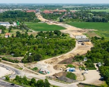 Widok z lotu ptaka na budowę Wschodniej Obwodnicy Wrocławia