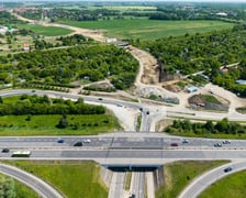 Widok z lotu ptaka na budowę Wschodniej Obwodnicy Wrocławia
