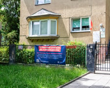 <p>Baner z informacjami dla mieszkańc&oacute;w o przyszłości przedszkola przy ul. Łączności</p>