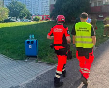 Akcja służb ratunkowych podczas pożaru w bloku na ul. Dokerskiej na Kozanowie, 27.06.2026 r.
