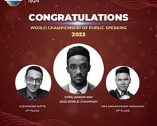 Cyril Junior Dim World Champion of Public Speaking 2022
