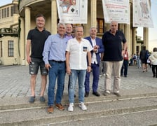 Mistrzowie świata seniorów ? team Vytas; od lewej: Michał Kwiecień, Wojciech Olański (Litwa), Vytautas Vainikonis (Litwa), Włodzimierz Starkowski, Jacek Romański i Apolinary Kowalski