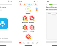 Duolingo to popularny sposób na naukę języka obcego. Dzięki szybkim i krótkim lekcjom możesz zdobywać punkty i odblokowywać nowe poziomy, rozwijając przy tym przydatne na co dzień umiejętności komunikacyjne. W aplikacji dostępne są zadania wymagające zarówno pisania, słuchania, jak i mówienia.