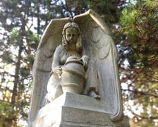 Pomnik anioła śmierci w parku Zachodnim, gdzie kiedyś był cmentarz