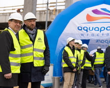Budowa aquaparku przy ulicy Wilanowskiej, wmurowanie kamienia węgielnego i kapsuły czasu, 18.04.2023