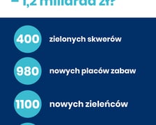 <p><span style="font-family: Calibri, sans-serif; font-size: 16px;">Na grafice napis: Co można byłoby zrobić za brakujące pieniądze z PIT - 1,2 miliarda zł? 400 zielonych skwer&oacute;w; 980 nowych plac&oacute;w zabaw; 1100 nowych zieleńc&oacute;w; 1100 remont&oacute;w podw&oacute;rek</span></p>