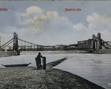 1910, Wizualizacja mostu Grunwaldzkiego. Kartka wysłana 19.04.1910 r., a więc pół roku przed oficjalnym otwarciem mostu