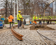 Remont torowiska na placu Powstańców Wielkopolskich. Wrocław, 9 marca 2024