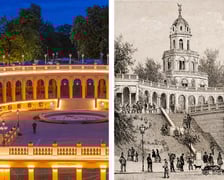 Na zdjęciu porównanie nowego (2024 rok)  dawnego (1867 rok wyglądu Bastionu Sakwowego