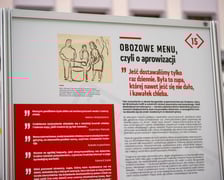 Fragment wystawy Burgweide. Niemiecki obóz przejściowy i obóz pracy. Miejsce – ludzie – pamięć. Rynek we Wrocławiu, styczeń 2024