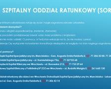 Tablica informacyjna: Szpitalny oddział ratunkowy - ardresy, numery