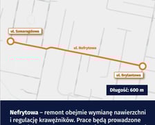 Mapa z zaznaczonym fragmentem ulicy do remontu