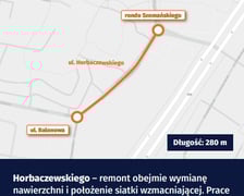 Mapa z zaznaczonym fragmentem ulicy do remontu