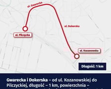 Mapa z zaznaczonym fragmentem ulicy do remontu
