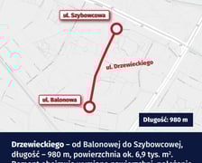 Mapa z zaznaczonym fragmentem ulicy do remontu
