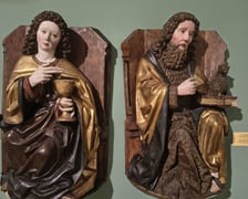<p>św. Jan Ewangelista i św. Jan Chrzciciel | z kościoła Bożego Ciała we Wrocławiu | pracownia wrocławska | ok. 1480 | ze zbior&oacute;w Muzeum Narodowego we Wrocławiu</p>