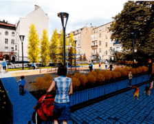 Wizualizacja - podwórko w obrębie ulic Piotra Skargi i Nowej