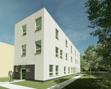 Wizualizacja nowego CZP. 3-kondygnacyjny budynek powstaje w technologii modułowej.