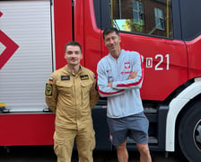 Robert Lewandowski i piłkarze reprezentacji Polski w Jednostce Ratowniczo-Gaśniczej nr 2 we Wrocławiu.