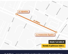 <p>Mapka pokazująca zakres prac na al. Hallera oraz koszt inwestycji: 1,43 mln zł i termin zakończenia prac: II p&oacute;łrocze 2026</p>