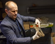 Na zdjęciu zabytkowe przedmioty odnalezione na terenie dawnego obozu pracy przy ul. Sołtysowickiej we Wrocławiu