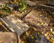<p>Stele odkryte na gruzowisku na cmentarzu przy ul. Krzyckiej na Krzykach</p>