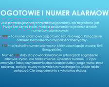 Tablica informacyjna: Pogotowie i numer alarmowy
