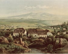 <p>Dw&oacute;r z Kościelniku koło Lubania. Litografia powstała w latach 1862-1863.</p>