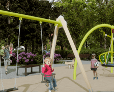 Wizualizacje zmian i nowego placu zabaw na podwórku w kwartale ulic Komuny Paryskiej, Krasińskiego, Worcella i Pułaskiego na Przedmieściu Oławskim