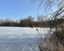 Zamarznięty staw przy ul. Głównej we Wrocławiu, 1 luty 2026 r.