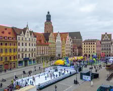 Widok z lotu ptaka na lodowisko w Rynku w weekend 14-15 lutego 2026 r.