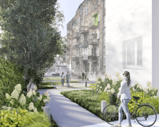 <p>Zielone elementy małej architektury oddzielą poszczeg&oacute;lne strefy niewielkiego wnętrza</p>