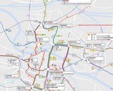 Mapa przedstawia zmienione trasy tramwajów od soboty 13 czerwca