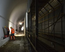 Prace w tunelu koło Trzcińska