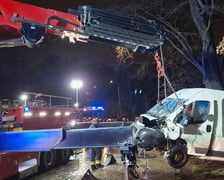 <p>Wypadek przy Podwalu - do fosy wpadł bus. Strażacy w akcji</p>