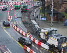 Prace przy przebudowie węzła Drobnera-Dubois. Zdjęcie z 1 grudnia 2025 r.