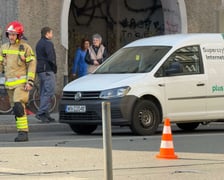 Wypadek  u zbiegu ulic Święto Wincentego i Trzebnickiej. Motocyklista został potrącony przez taksówkę