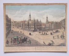 <p>Rysunek Friedricha Bernharda Wernera &ndash; widok ratusza i bloku śr&oacute;drynkowego od południowego wschodu, ok. 1780</p>