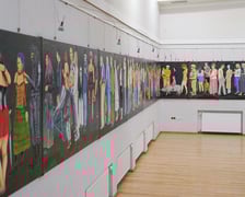 <p>Poliptyk &bdquo;Za czym kolejka ta stoi&rdquo; Mariana Wiekiery w Galerii ODSK &bdquo;Piast&rdquo;&nbsp;</p>