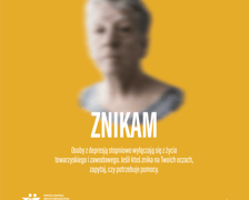 plakat kampanii społecznej "ZNIKAM - GUBIĘ SIĘ ? TRACĘ ? UCIEKAM "