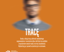 plakat kampanii społecznej "ZNIKAM - GUBIĘ SIĘ ? TRACĘ ? UCIEKAM "