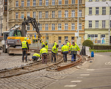 Remont torowiska na placu Powstańców Wielkopolskich. Wrocław, 9 marca 2024