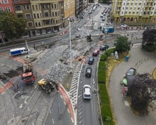 Wymiana rozjazdów tramwajowych na skrzyżowaniu Dubois z Pomorską (Nadodrze), 7 lipca 2025