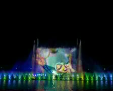 <p>Pr&oacute;ba generalna pokazu specjalnego fontanny multimedialnej "Pixar: Lato Przyjaźni"</p>