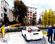 Wizualizacja - podwórko w obrębie ulic Piotra Skargi i Nowej